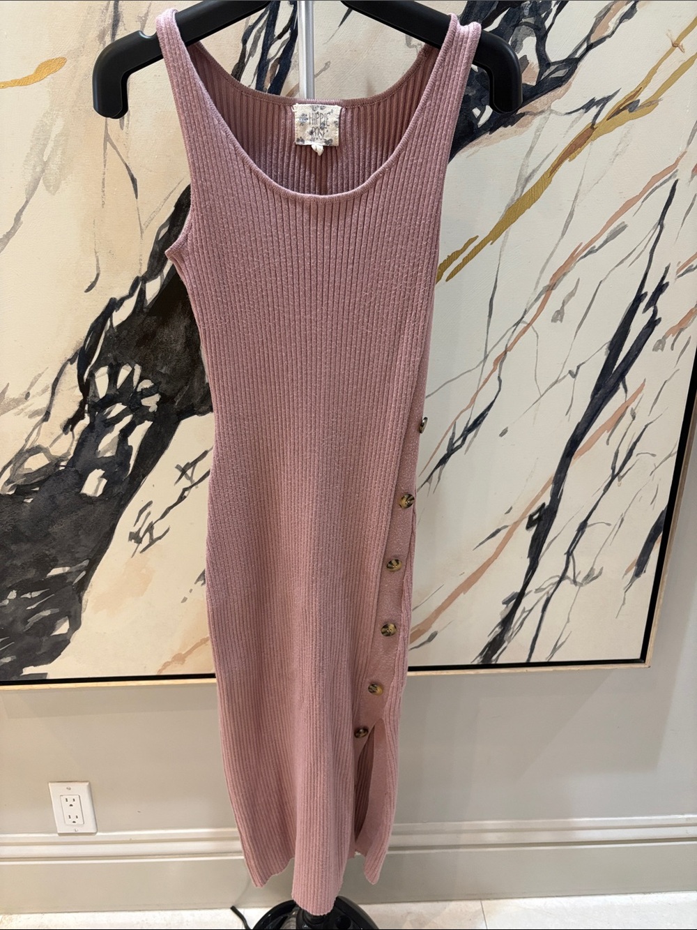 Hippie Rose Sleeveless Ribbed Midi Dress in Dusty Rose